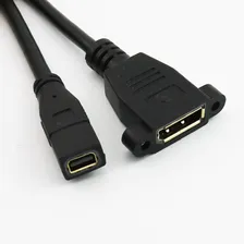 1x Mini DisplayPort DP Female to DP Female Panel Mount HD Adapter Cable Cord 1FT