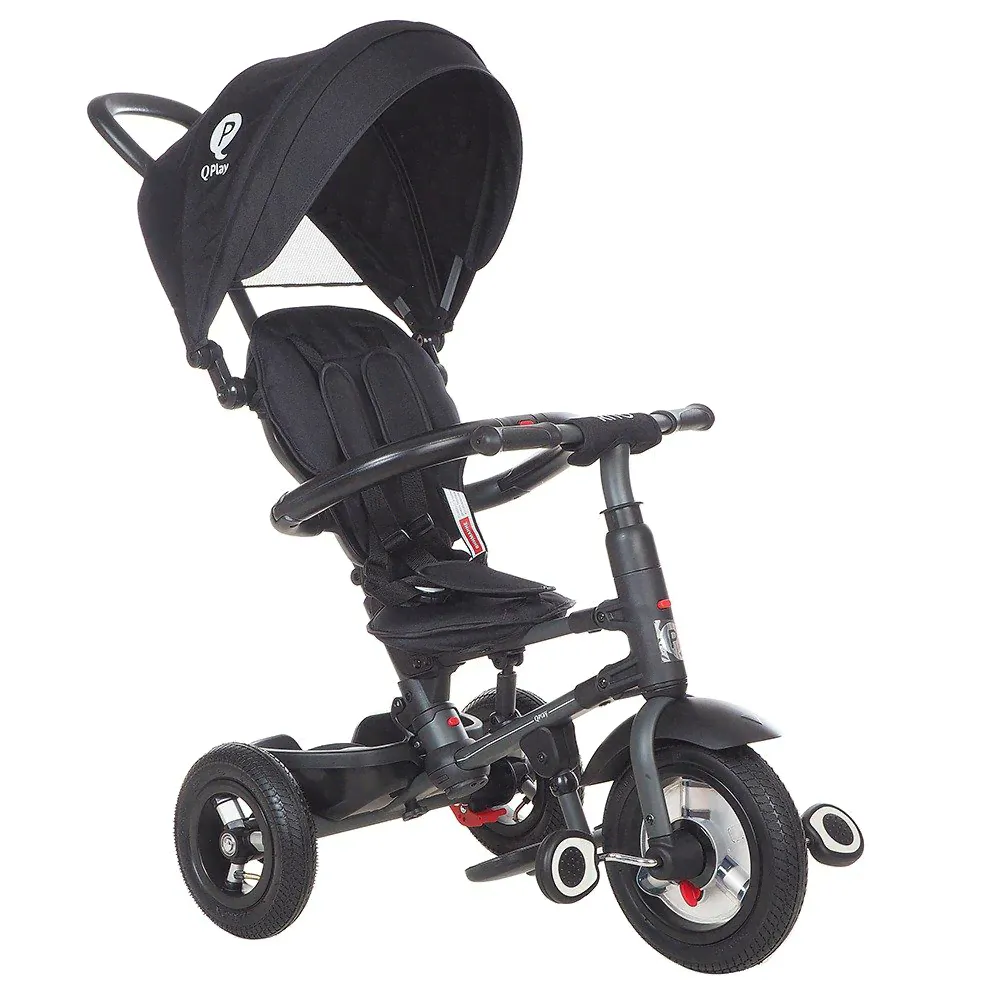 MINI TRIKE 3х колес. вел черный BLACK, надув.10" 8", свобод. ход перед. кол, ремень безопасности-0