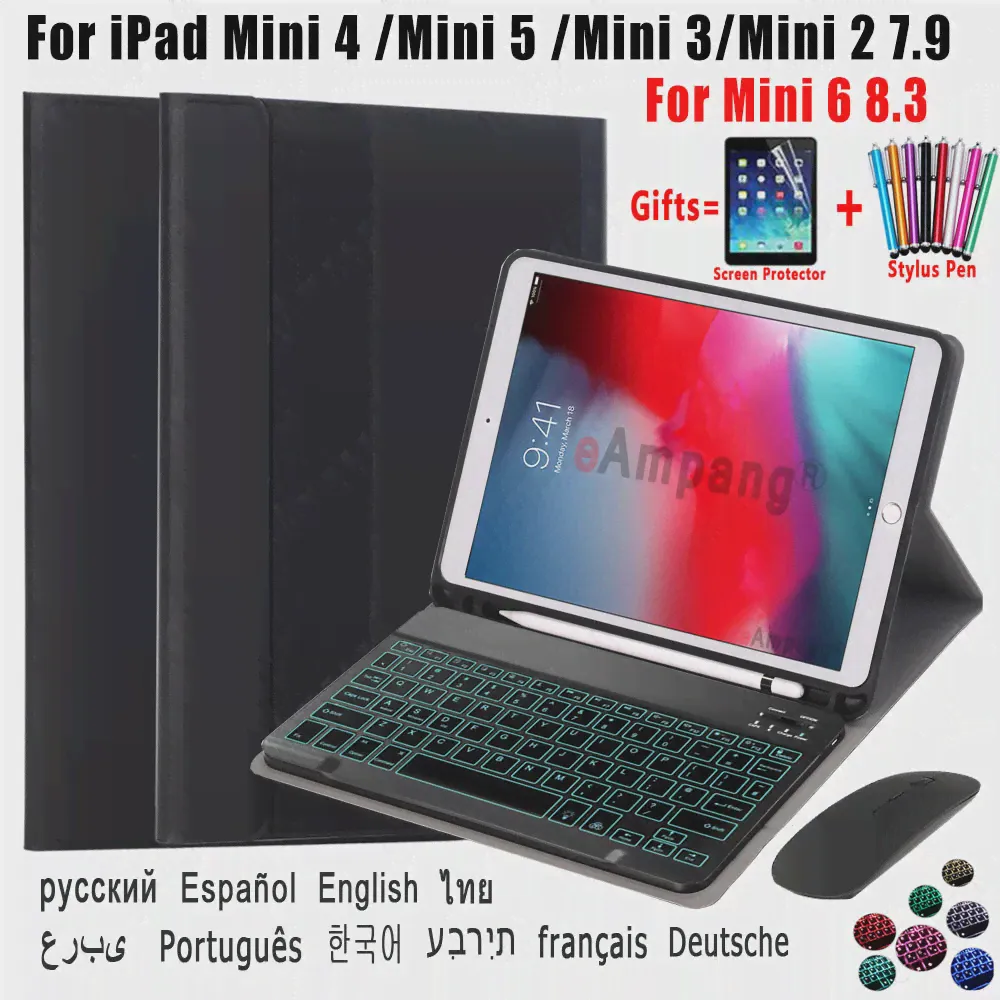 🛍 Чехол для Apple iPad Mini 2019 Mini 5 4 Mini 4 7.9, чехол с клавиатурой с подсветкой для iPad Mini 6 2021 6th Mini 1 2 3, чехол для клавиатуры-2