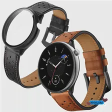 Ремешок из натуральной кожи для смарт-часов Amazfit GTR Mini, сменные ремни, защитный чехол для экрана, рамка в виде ракушки