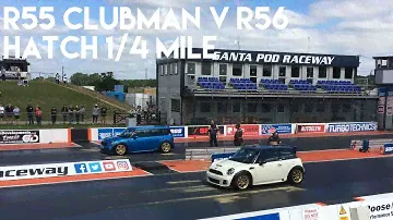 MINI R56 vs R55 Clubman BMW Show 2017 Santa pod drag racing 1/4 mile