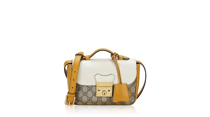 Gucci GG Supreme Padlock Mini Flap Shoulder Bag Beige Mystic White Sun Oil